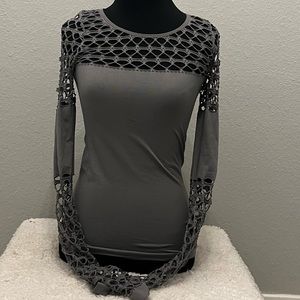 VENUS Gray Long Sleeve Cutout Shirt Size S